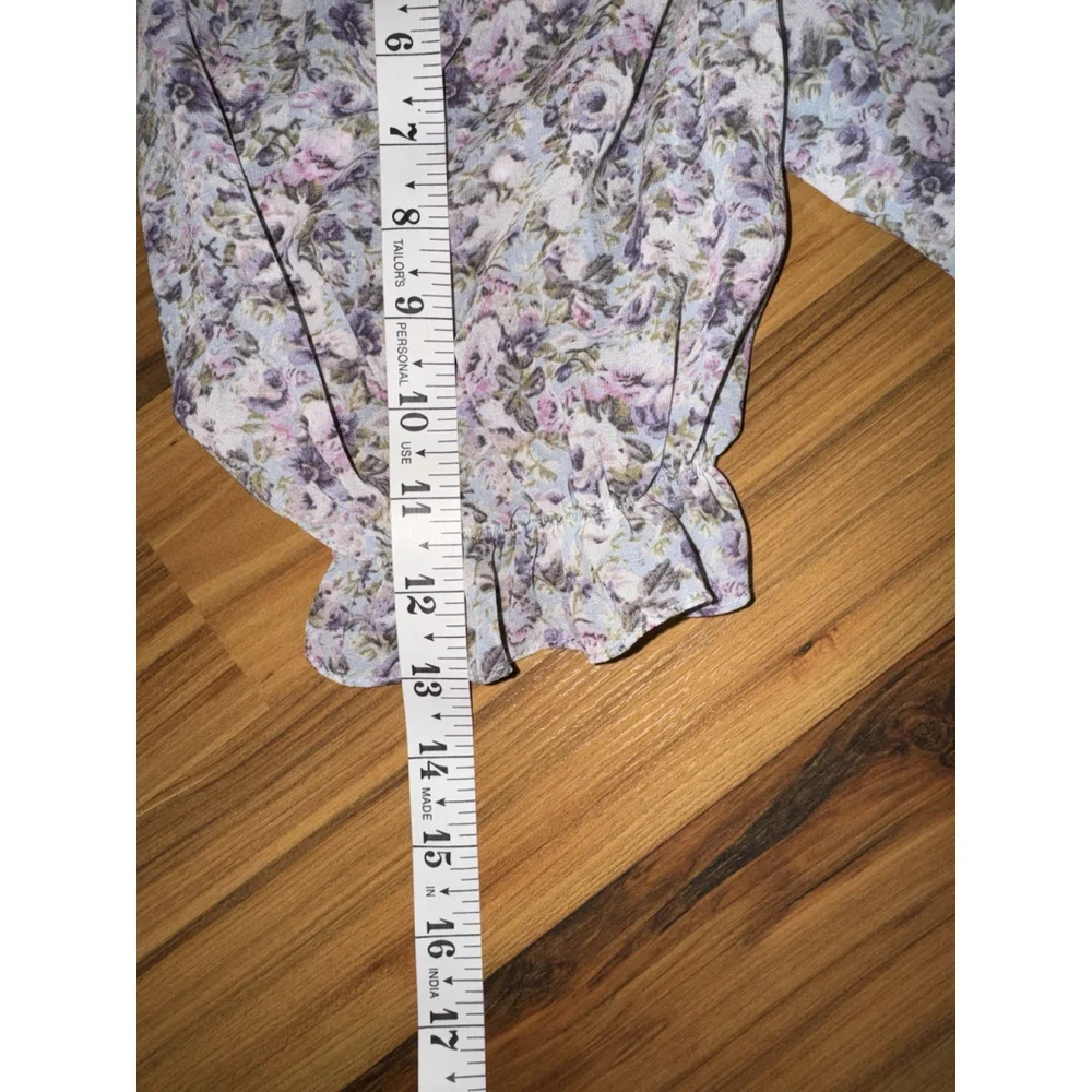 ASTR The Label Blue Ditsy Floral Corset Peplum Blouse Cottagecore Romantic Top S
